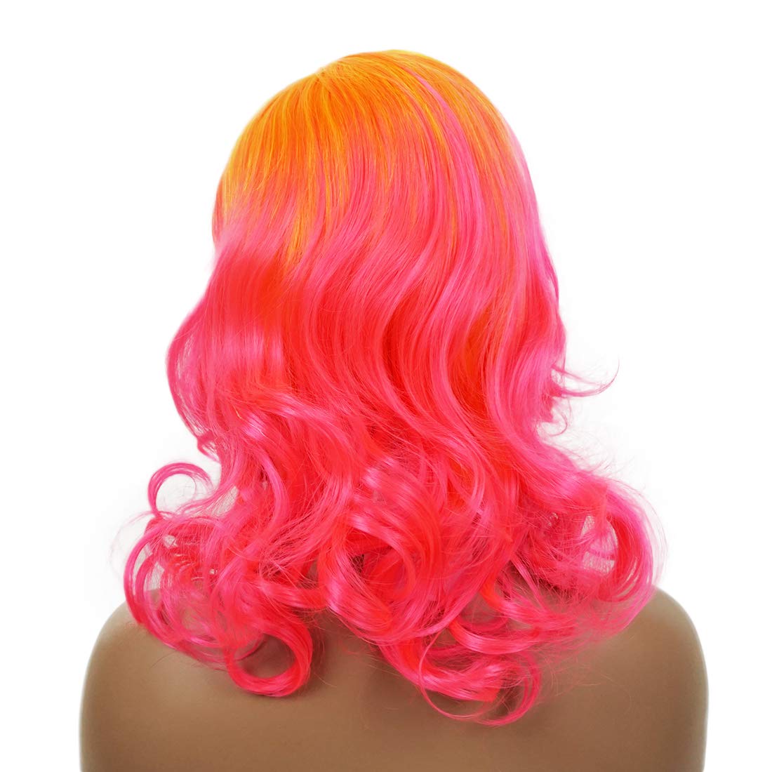 Wiginway Orange Pink Synthetic Lace Front Wig With Side Parting 14 Inch Drag Queen Wavy Wig Ombre Short Bob Wigs For Black Women