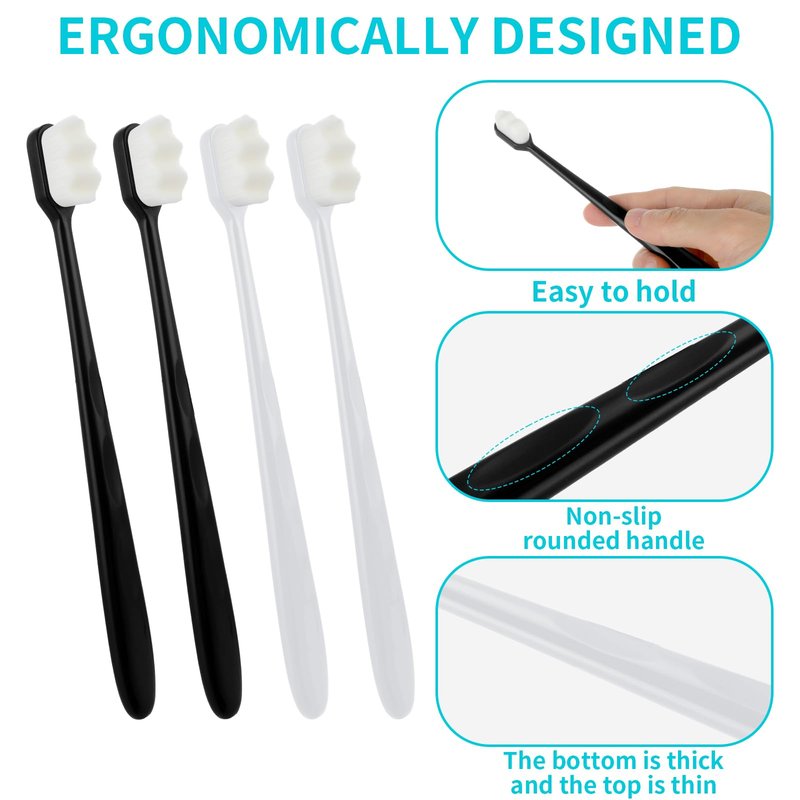 Ouligay 4Pcs Soft Bristle Toothbrush With 20000 Micro Nano Bristles - Extra Soft for Sensitive Teeth, Manual Toothbrush for Adults