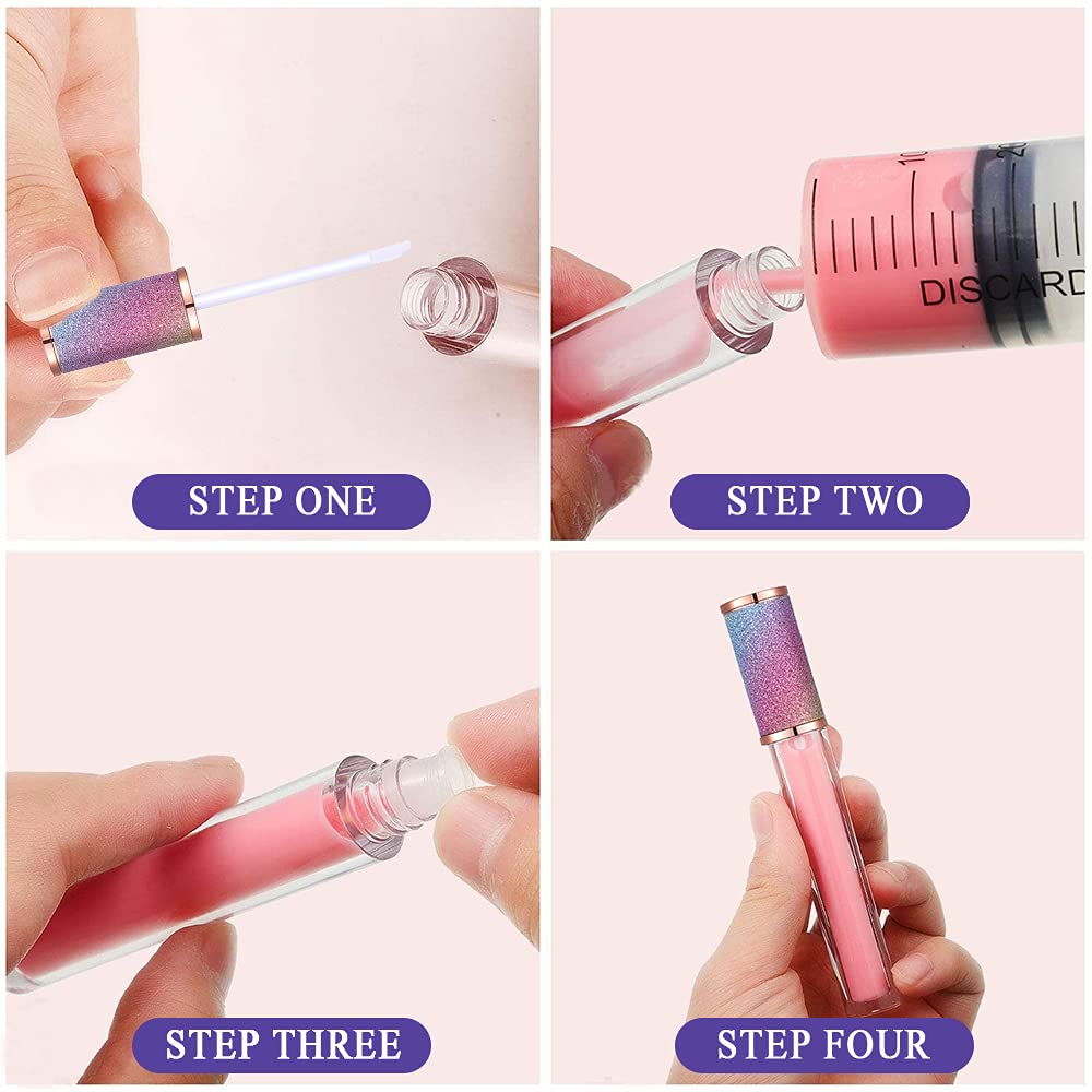 AMORIX 20 Pack Diamond Lip Gloss Tubes with Wand 5ml Empty Rhinestone Cute Lipgloss Bottles/Containers Crystal Lip Gloss Supplies Kit + 2pcs Syringes + Labels for DIY Lip Gloss Base