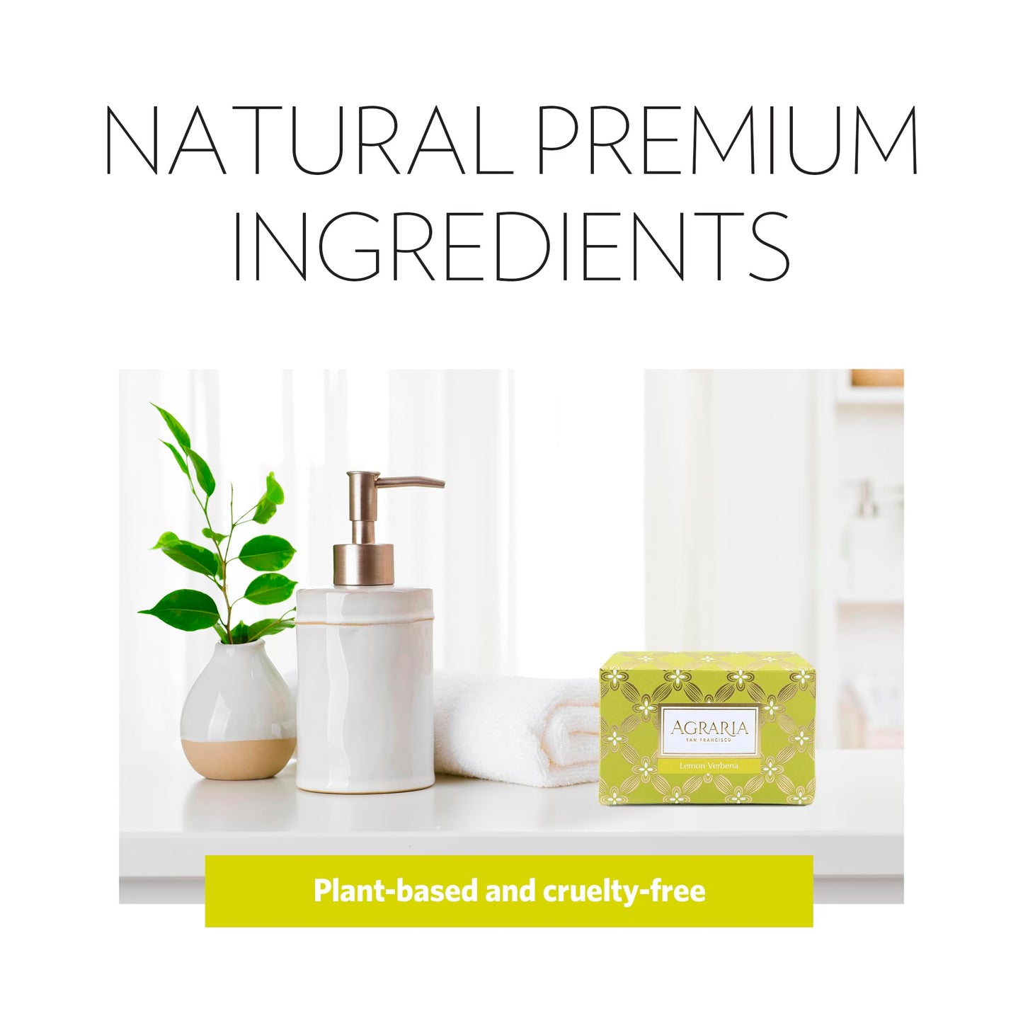 AGRARIA Luxury Bath Lemon Verbena Bar Soap, French Triple Milled Soap, Moisturizing Shea Butter & Kukui Oil Infused Gift for Men and Women, 8 oz