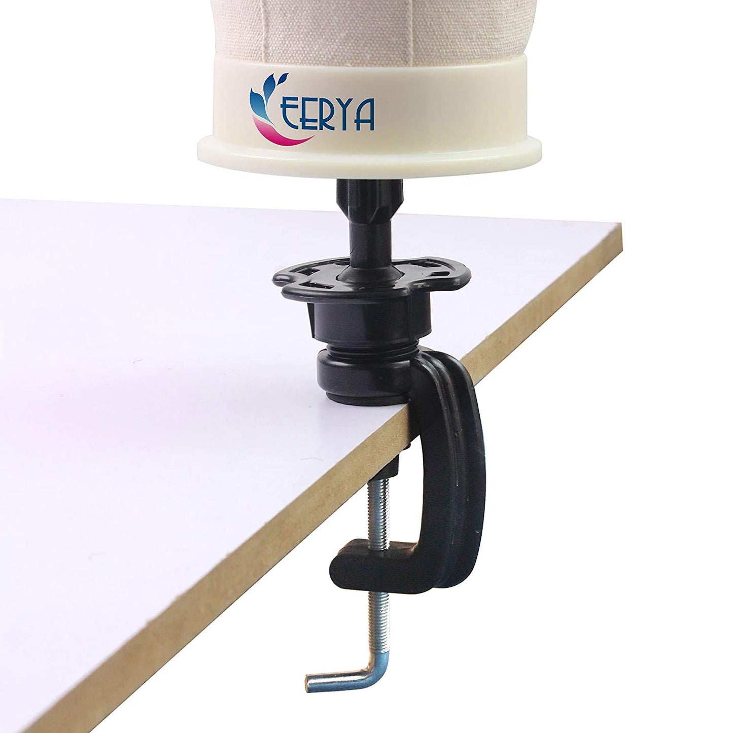 EERYA 22.5 Inch Wig Head Stand Set for Wig Making Display Styling Training Poly Canvas Block Head with Mount Hole Mannequin Manikin Head Stand( 22.5 Inch)