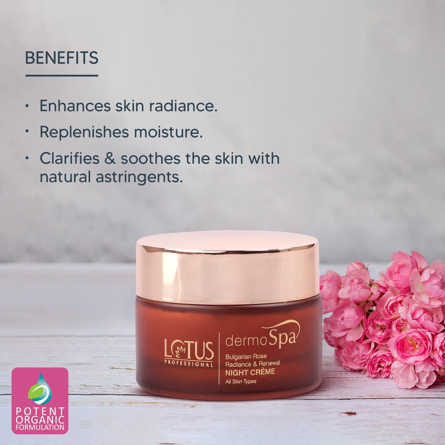 Lotus Professional Dermo Spa Bulgarian Rose Radiance and Renewal Night Creme, 50g