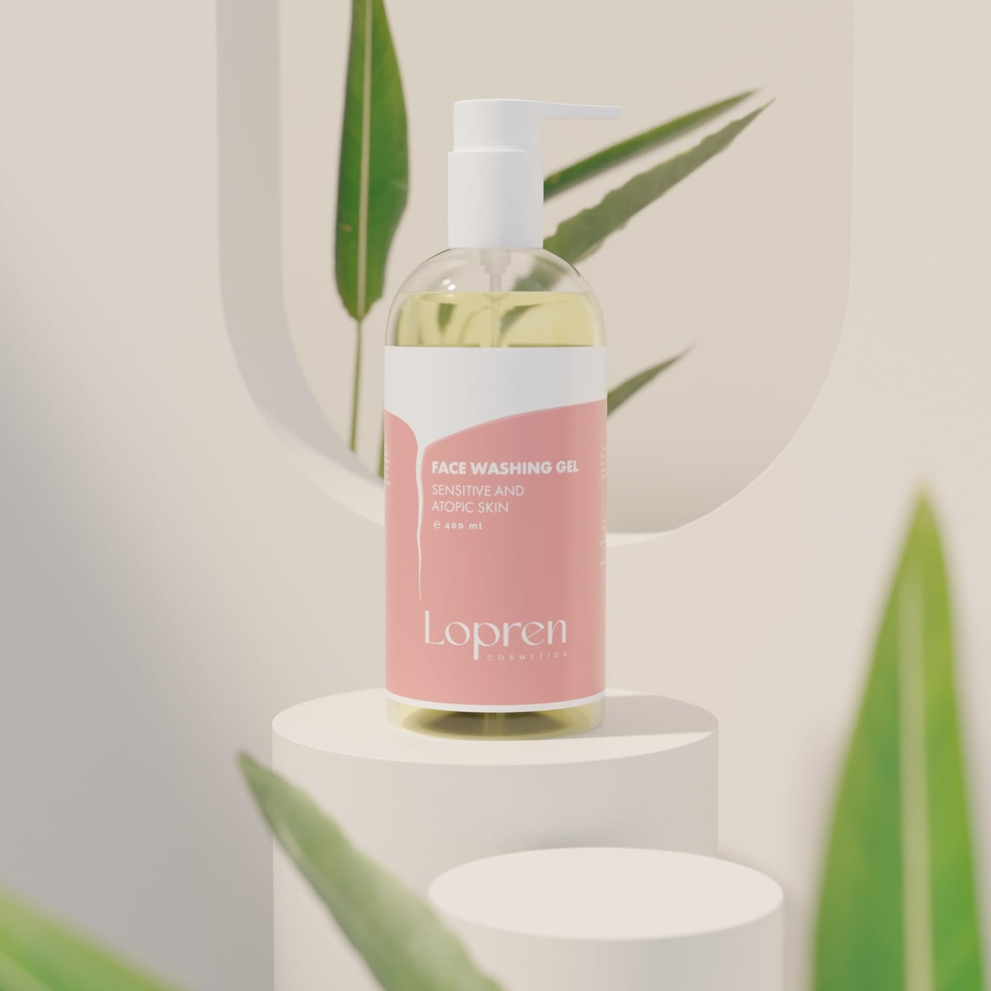 Lopren Facial Cleansing Gel for Sensitive Skin, Chamomile & Aloe-Based Hydrating Face Wash, Gentle Non-Irritating Cleanser with Plant Proteins, Fragrance-Free, 13.5 Fl Oz