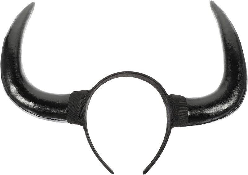 Horn Headband - Black Devil Ox Horn Costume Accessory for Halloween | Unisex Party Headpiece