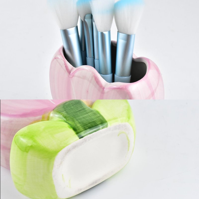 ESIW Ceramic Tulip Cosmetic Storage Box, Desktop Organizers Make Up Brush Storage Stand Desktop Storage Box for Brush,Pencil,Art Supplies, Painting Brush (Pink+Purple+Red+Yellow)