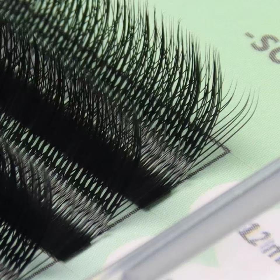 3D W Shape Premade Fan Eyelash Extensions - Volume 3 Tips | Faux Mink Matte Black, 0.07 C, 8-12mm Mix