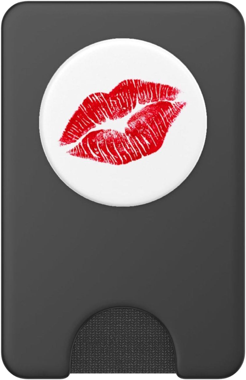 Red Lips Lipstick PopSockets PopWallet for MagSafe - Stylish Phone Grip & Stand