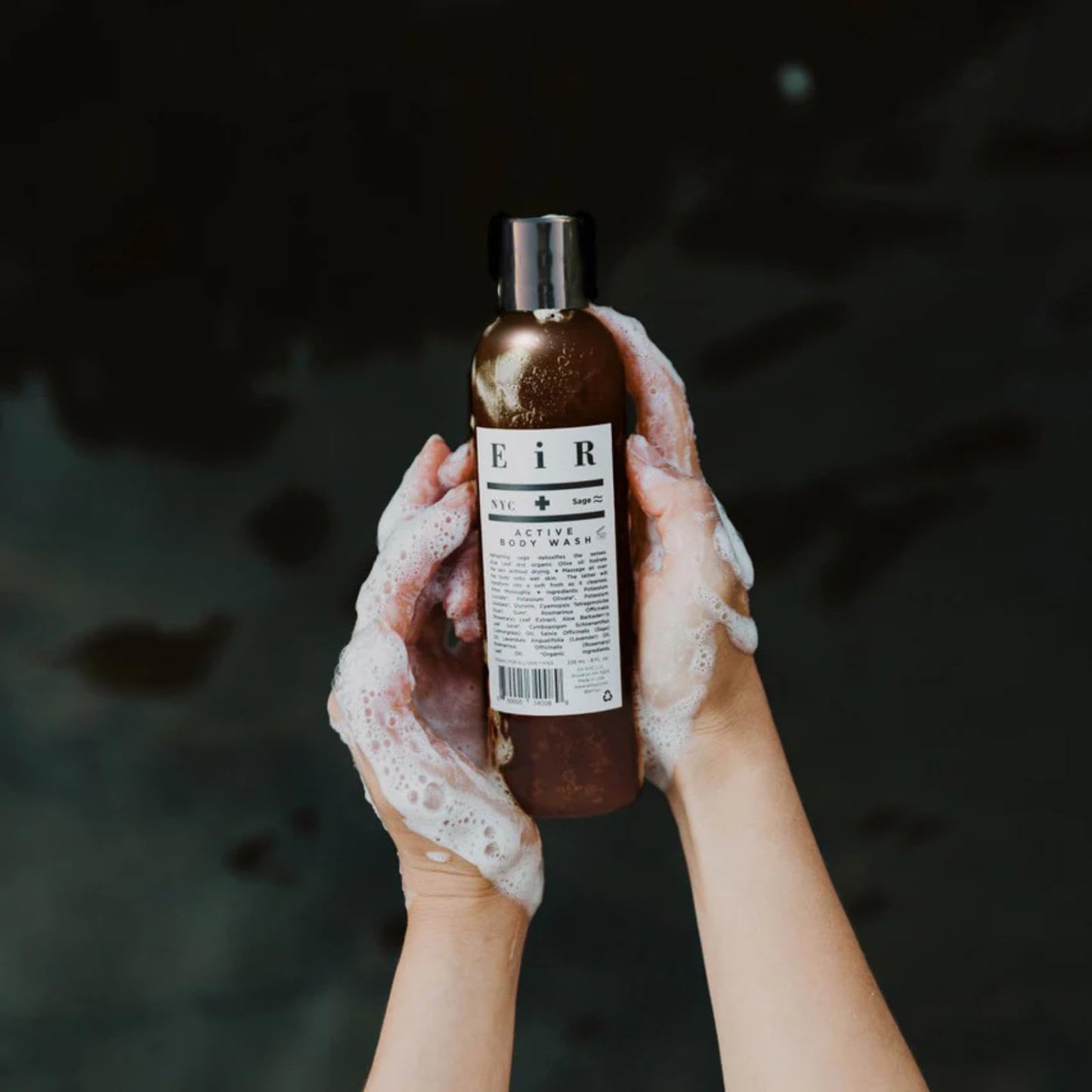 EiR NYC Active Body Wash | Hydrating Shower Gel Body Cleanser with Deeply Moisturizing Aloe Leaf & Olive Oil | Notes of Sage, Rosemary & Lemongrass All Natural | Sulfate, Phthalate & Paraben Free 8oz