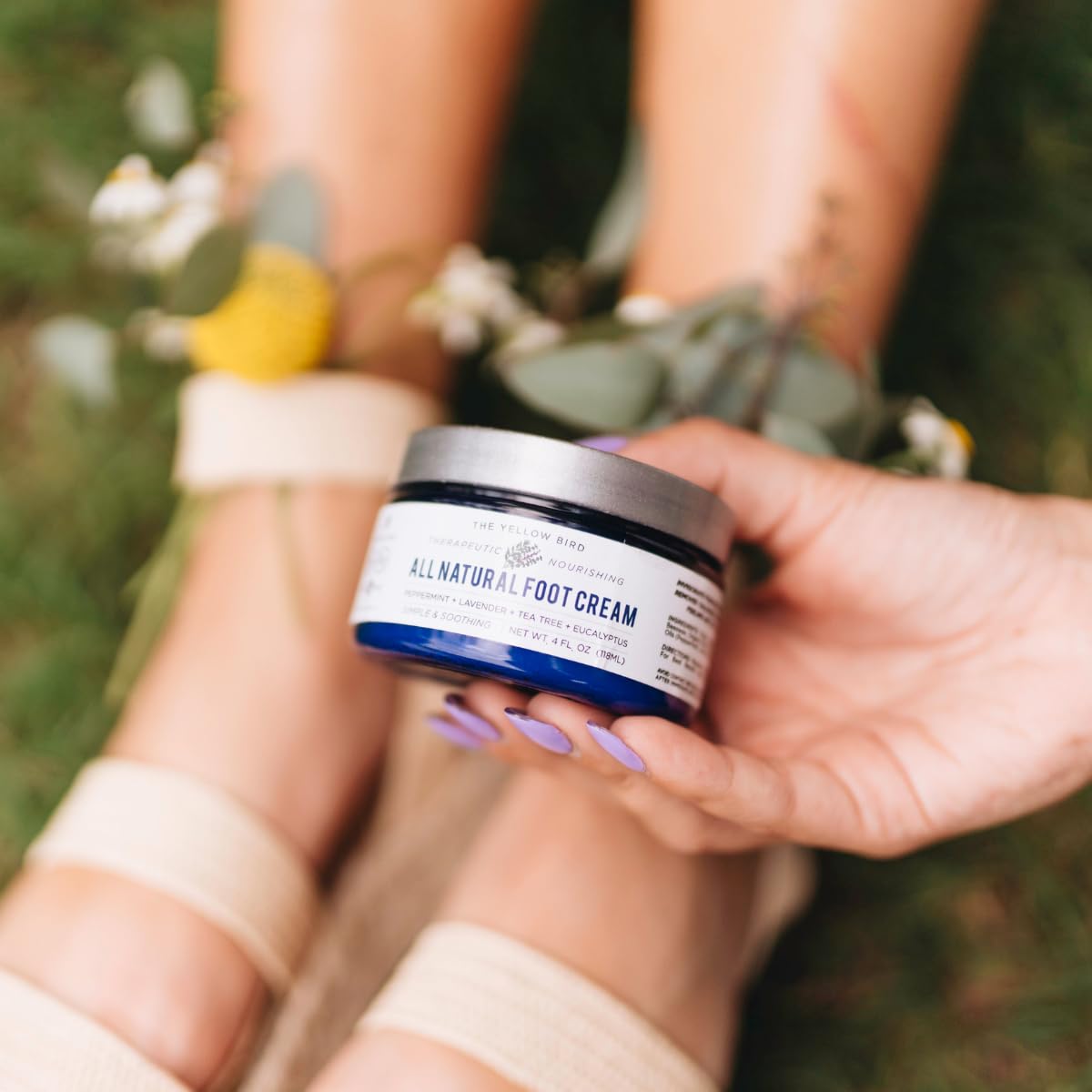 All Natural Foot Cream for Cracked Heels & Dry Feet – USA Made Organic Foot Balm for Callus Softening – Hydrating Foot Care Moisturizer with Peppermint, Tea Tree, Lavender & Eucalyptus