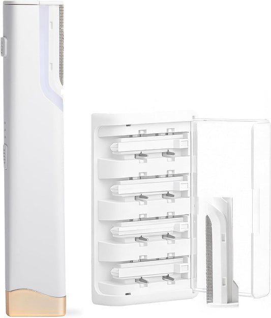 Dermaplane Facial Razor - Electric 3-Speed Sonic Hair Removal Tool with LED Light | USB-C Rechargeable, 5 Replacement Heads