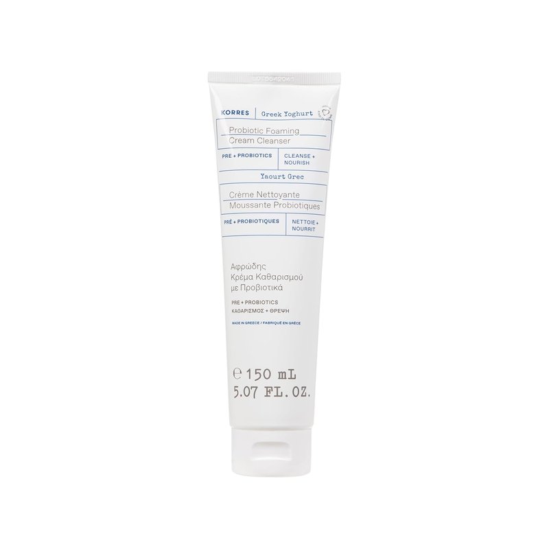 KORRES Greek Yoghurt Foaming Cream Cleanser - Hydrating Face Wash for All Skin Types | 5.07 fl oz
