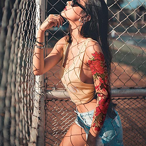 Aresvns Temporary Tattoo Flowers for Women and Kids (L19¡°xW7¡±),Beautiful Sleeve Tattoos Waterproof and Long-Lasting, Full Arm Fake Tattoos for Girls Christmas Gift,for BBQ Pool Beach Party