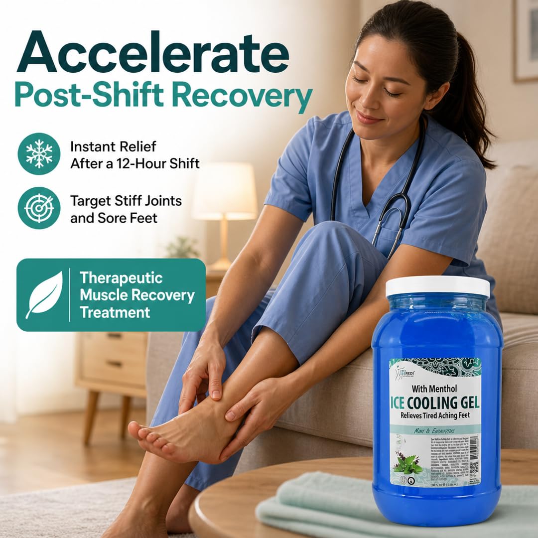 SPA REDI Pedicure Massage Cooling Gel – Mint & Eucalyptus Cooling Foot Gel for Sore Feet & Foot Odor Relief | Sulfate-Free, Silicone-Free, Cruelty-Free | Professional Salon & At-Home Use | 1 Gallon