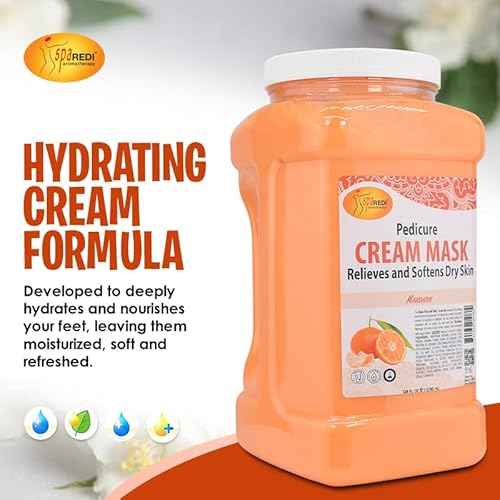 SPA REDI - Body and Foot Cream Mask, Mandarin, 128 Oz - Pedicure Massage for Tired Feet and Body, Hydrating, Fresh Skin - Infused with Hyaluronic Acid, Amino Acids, Panthenol, Comfrey Extract