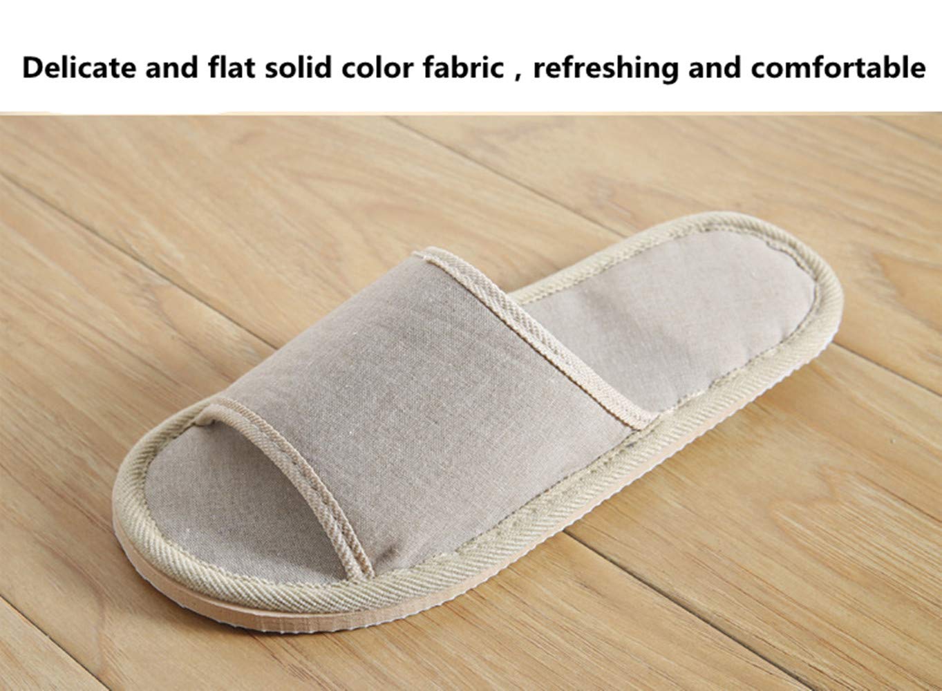 6 Pair of Open Toe Breathable Slippers,Solid Color Casual Slippers,Spa Slippers for Guests, Hotel, Travel, Unisex Universal Size Washable (6 beige medium size)