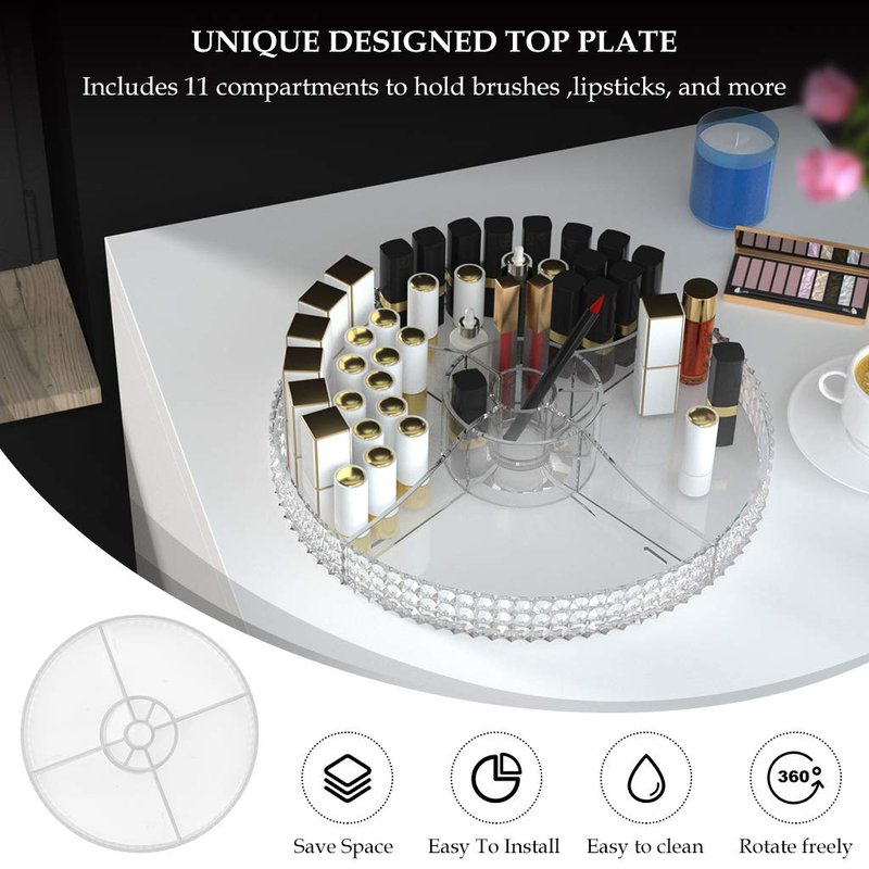 HEMTROY 360 Degree Rotating Makeup Organizer, Extra Large Capacity Perfume Organizer, Removable DIY 7 Layers Make up Organizer for vanity, Cosmetic Display Case Organizador De Maquillaje (Clear)