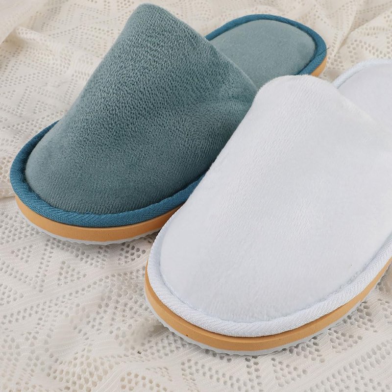 BoxSkivra Spa Slippers, Indoor Slippers, Disposable Slippers for Guests, Washable & Non-Slip Reusable, Women, Men, House, Bedroom, Hotel, Travel, Wedding, Thick Soft, 2-6 Pairs