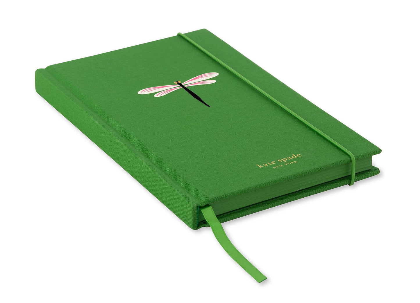 kate spade new york Take Note Large Notebook Journal, Green Cloth Hardcover Journal, Diary Includes 168 Lined Pages, Dragonfly Flight
