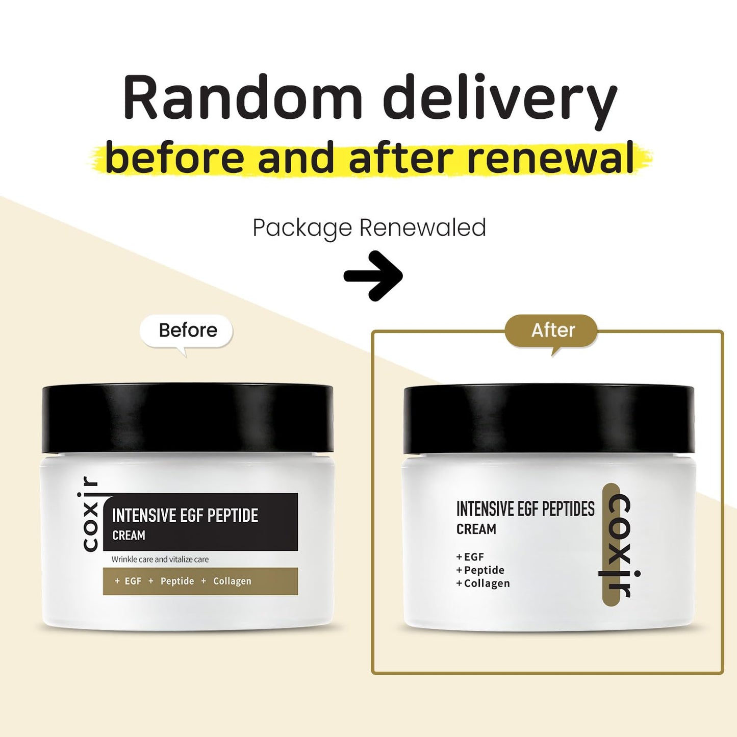 coxir INTENSIVE EGF PEPTIDES CREAM l Day&Night Firming Cream l EGF(Epidermal Growth Factor), Peptides, Niacinamide, Panthenol, Collagen l Korean Skincare [50ml/1.69fl.oz] (Pack of 2)