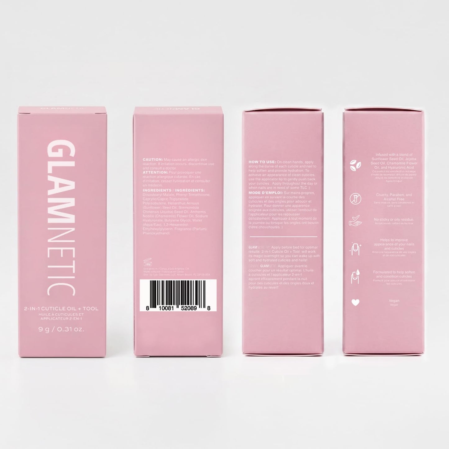 Glamnetic 2-in-1 Cuticle Oil | Nourishing Cuticle Serum & Cuticle Pusher For Healthy Nails | Overnight, Hyaluronic Acid - 0.31 Oz