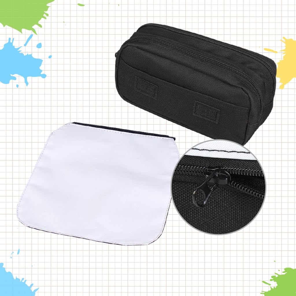4 Pcs Blank Sublimation Pencil Case Cosmetic Bags Printable Multipurpose DIY Makeup Bags Toiletry Pouch with Removable Flap-Black