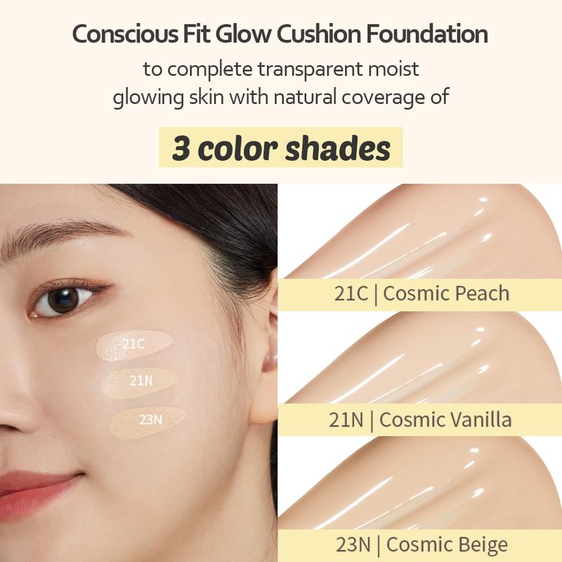 Moonshot Korea Cushion Foundation - Flawless Glow & Matte Finish | Lightweight, Long-Lasting, 21C Cosmic Peach