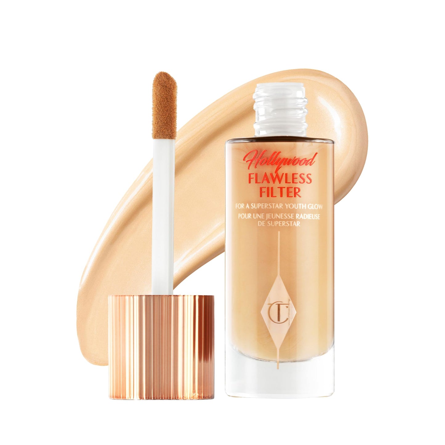 Charlotte Tilbury Hollywood Flawless Filter - Multi‑Use Makeup Primer, Complexion Booster & Illuminating Liquid Highlighter with Sheer Coverage - Smooths & Blurs Skin - 2.5 Fair