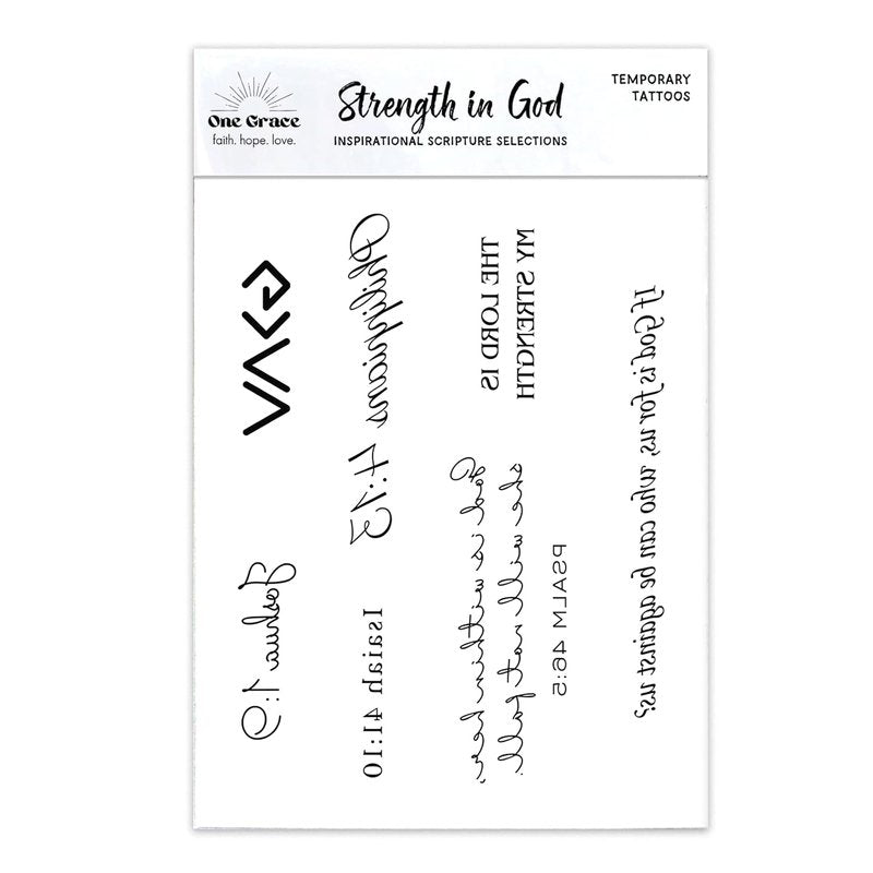Christian Temporary Tattoos - Inspirational Scripture Designs | Motivational Bible Verses & Crosses