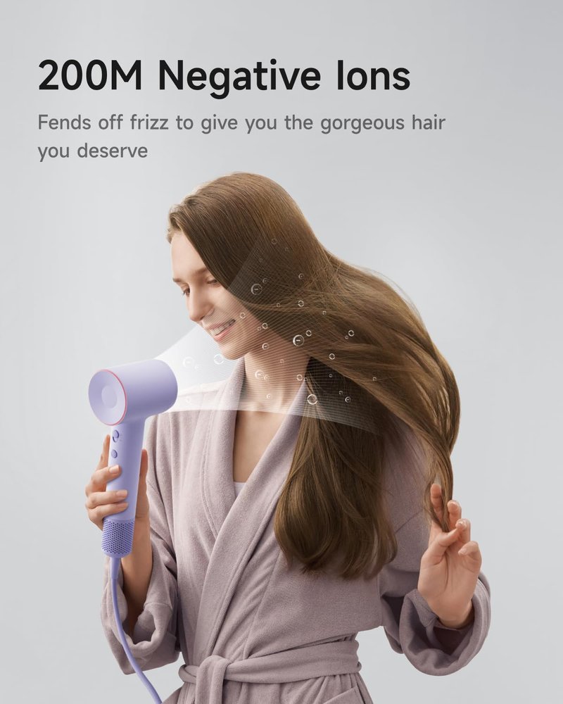 Laifen Hair Dryer - 200 Million Negative Ionic Blow Dryer | Fast Drying, Low Noise, Child Mode, 108,000 RPM