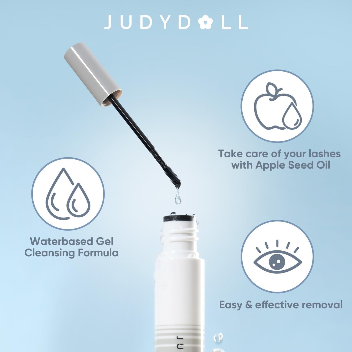 JUDYDOLL Mascara Remover- Gentle Remover for Waterproof Eye Makeup,Great Cleanser for Judydoll Iron Mascara, No Irritation, Fast, Safe & Easy, Sensitive Skin Friendly