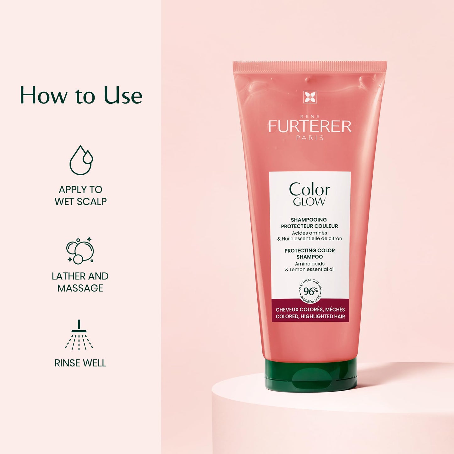 René Furterer Color Glow Protecting Color Shampoo - Amino Acids & Lemon Essential Oil 6.7 fl oz.