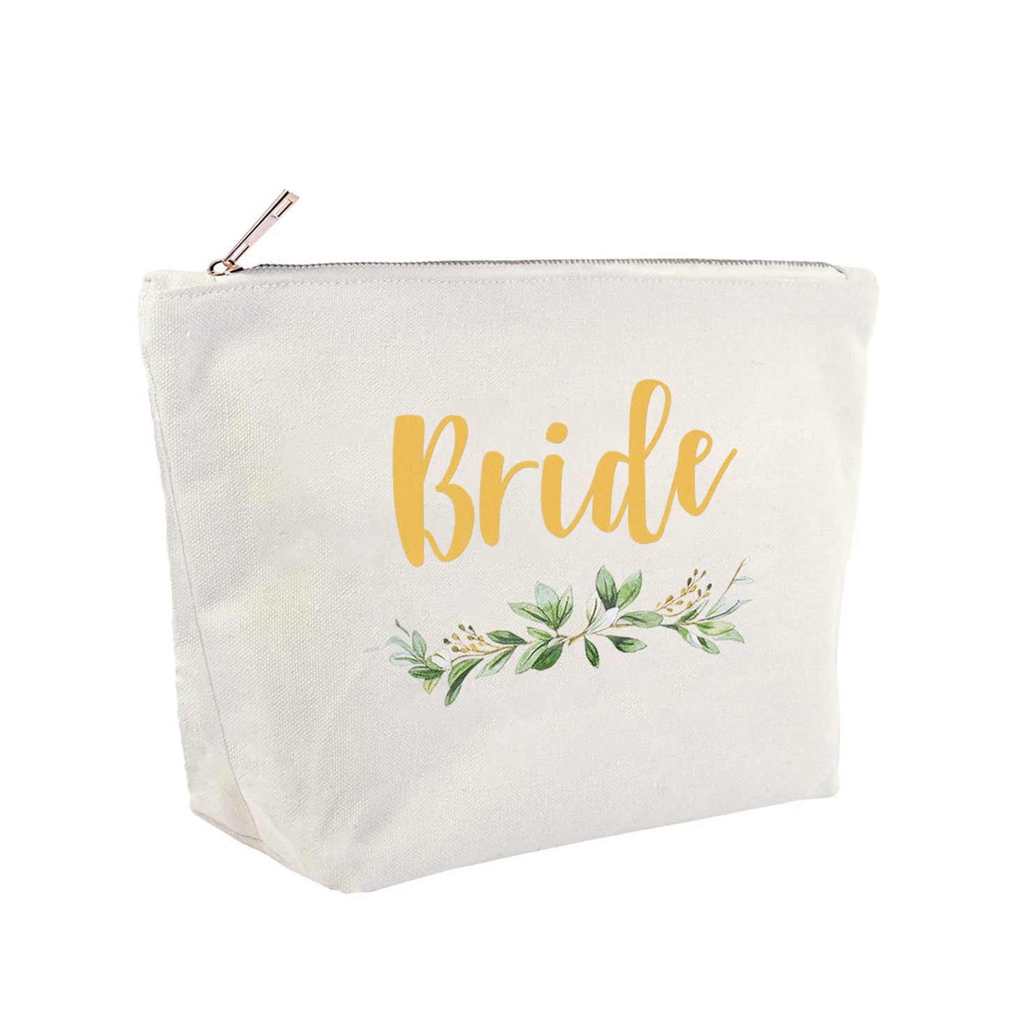 ELEGANTPARK Bridesmaid Gifts Set - 4 Maid of Honor Makeup Bags - Wedding Party Cosmetic Bags - Bridal Shower Gifts - Canvas Gold Script