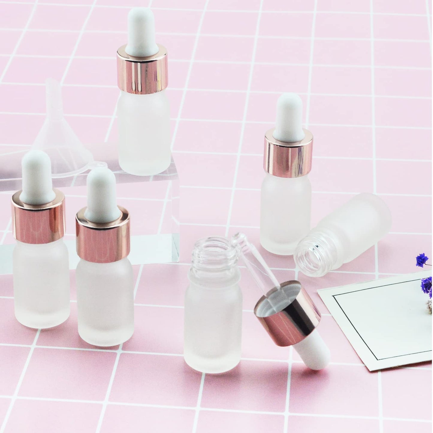 Wwolife 10 PCS 1/2oz (15ml) Black Frosted Glass Dropper Bottles Perfume Aromatherapy Cosmetic Container Essential Oils Sample Mini Empty Dropper Bottles with Funnel Include