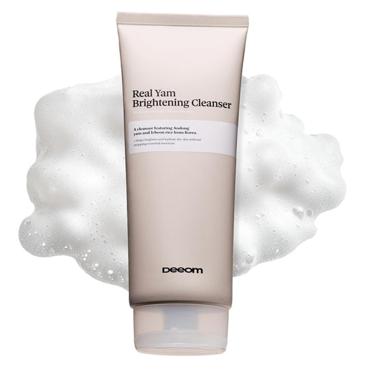 DEEOM Real Yam Brightening Cleanser, Gentle Foaming Face Wash for Sensitive Skin with Rice Water, Hydrating & Deep Pore Cleansing, Korean Skincare, 6.76 oz
