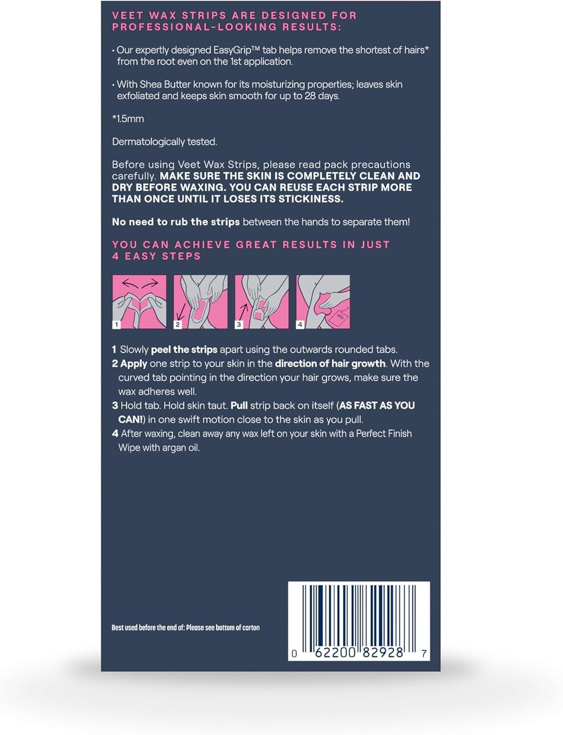 Waxing Kit for Women - Ready-to-Use Wax Strips for Body Hair Removal | 40ct Wax Strips & 4ct Wipes