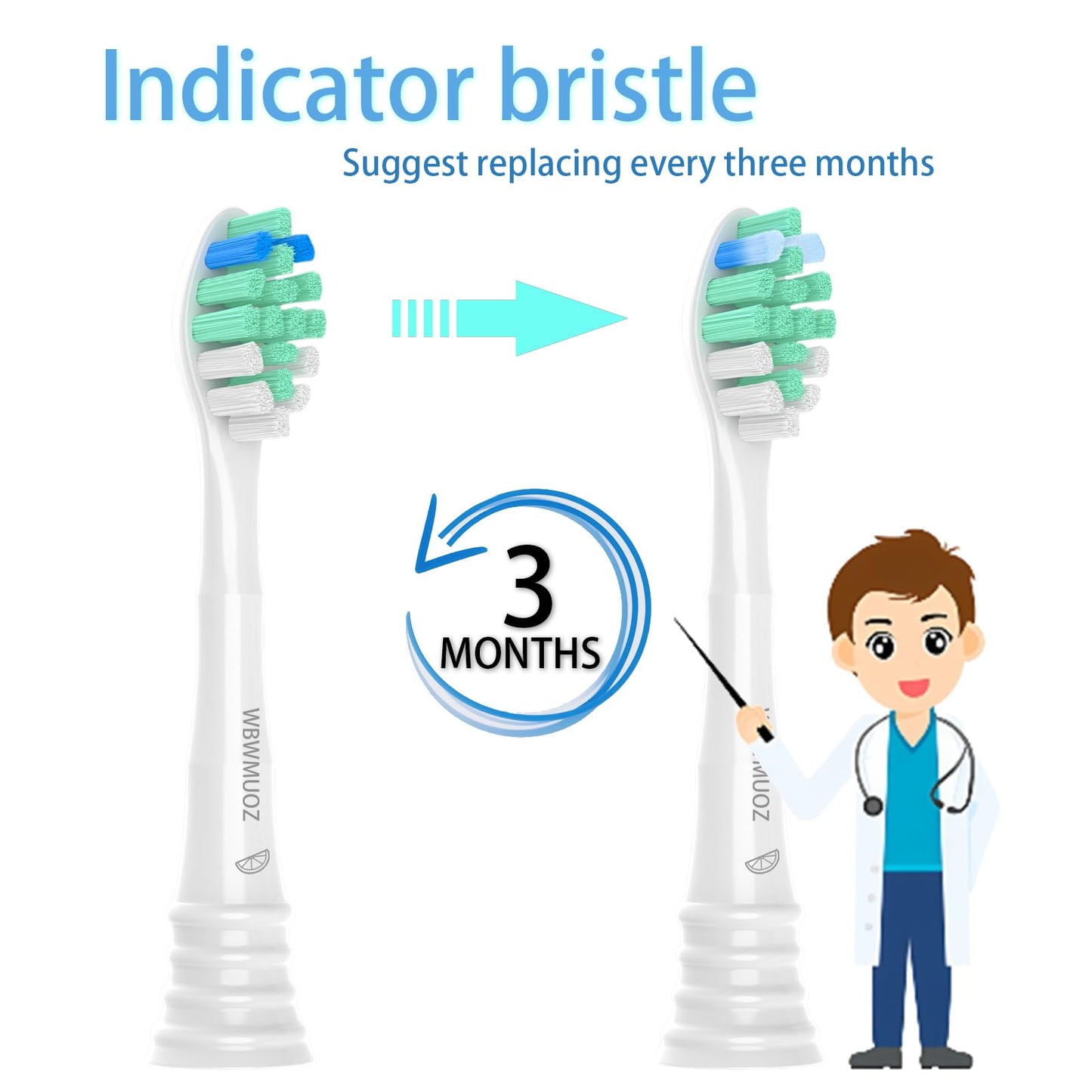 Replacement Toothbrush Heads Compatible with Philips Sonicare Snap-on Electric Brush Heads C2 C1, 6 Pack