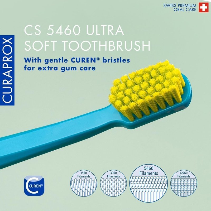 Curaprox CS 5460 Ultra-Soft Toothbrush - Gentle Care for Sensitive Teeth & Gums | 3-Pack | Random Colors