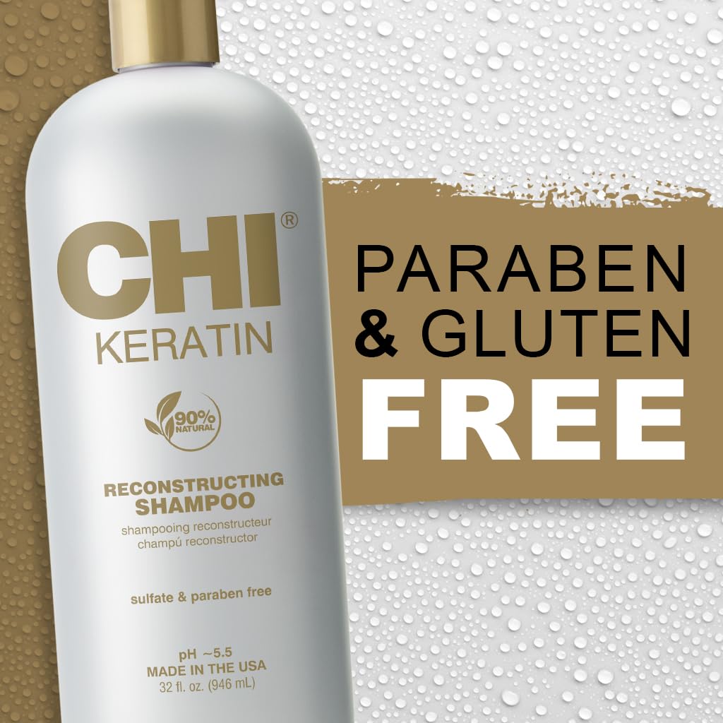 CHI Keratin Reconstructing Shampoo - Healthier Hair, Adds Shine & Prevents Breakage | 32 Oz