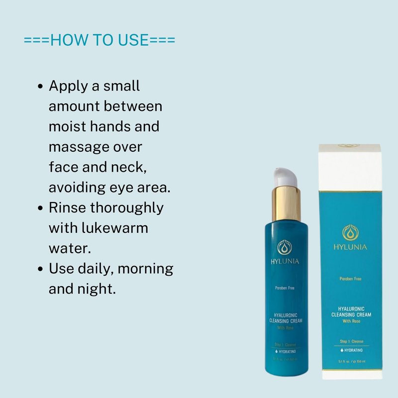 Hylunia Hyaluronic Cleansing Cream – Hydrating & Soothing Facial Cleanser with Hyaluronic Acid, Rose & Olive Oil Squalene – Gentle, Non-Drying, Vegan & Ayurvedic Skincare – 5.1 FL oz