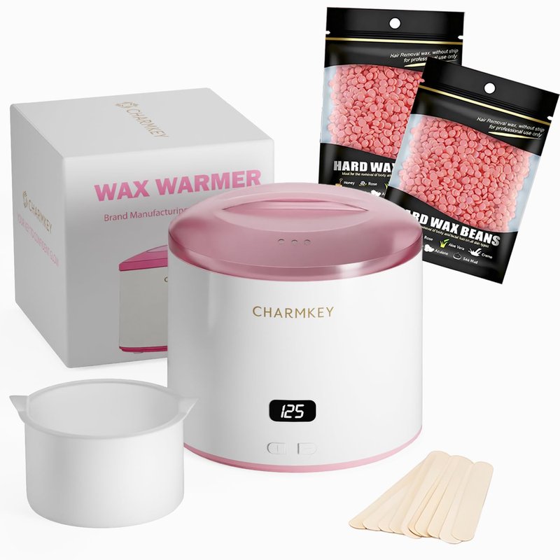 Hair Removal Waxing Kit - Digital Display Wax Warmer for Face, Eyebrow, Bikini & Body | 200g Hard Wax Beads & Silicone Bowl