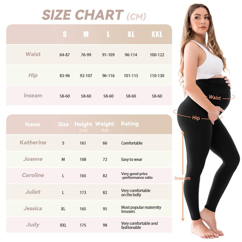 Walifrey Women's Maternity Leggings with Pockets Over The Belly,Pregnancy Yoga Pants Activewear Workout Leggings Black M