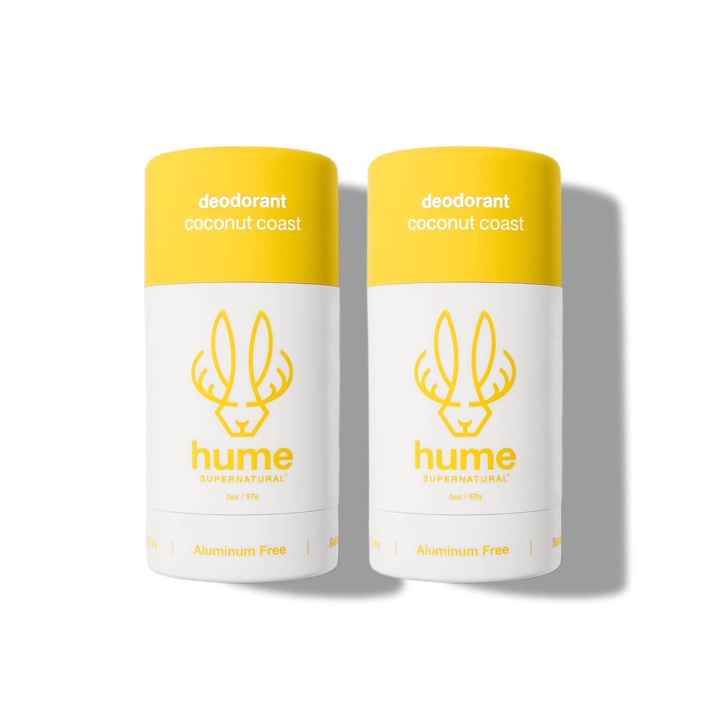 Hume Aluminum-Free Deodorant for Sensitive Skin | Probiotic, Plant-Based, Coconut Coast 2-Pack