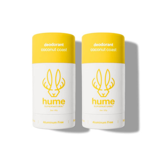 Hume Aluminum-Free Deodorant for Sensitive Skin | Probiotic, Plant-Based, Coconut Coast 2-Pack