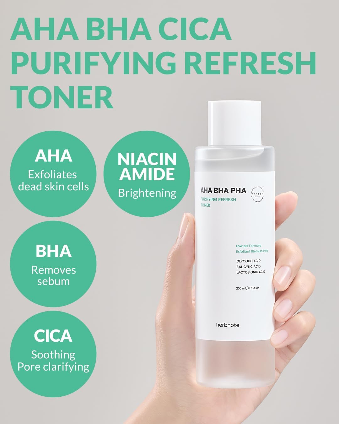 AHA BHA PHA Purifying Refresh Toner - Exfoliating Toner with Niacinamide for Breakouts | 6.76 fl. oz