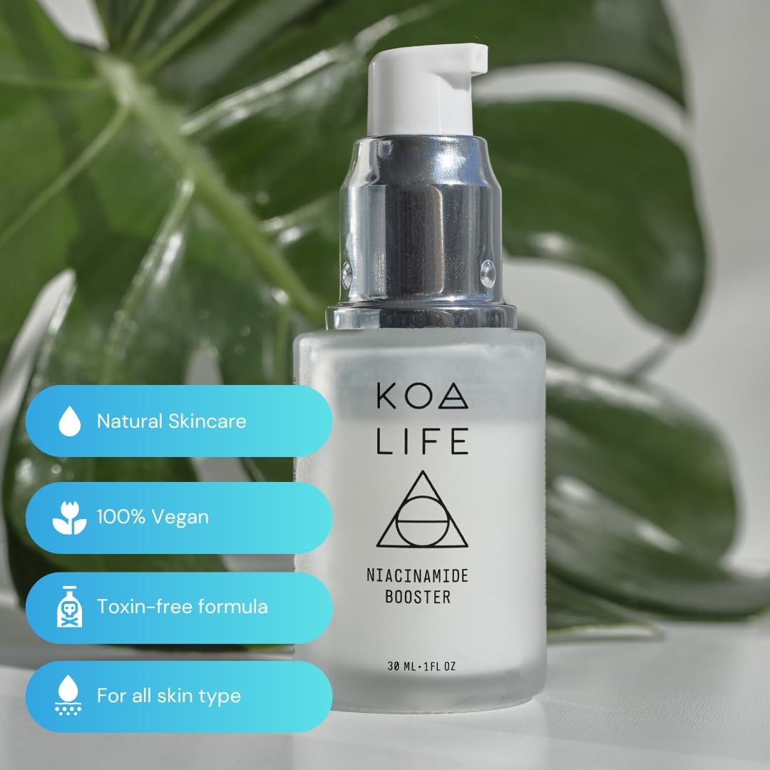Koa Life - Niacinamide Serum, Hyaluronic Acid Serum For Face, Face Serum, Hydrating Serum, Ultra Hydrating Face Serum, Face Serum For Women, Anti Aging Skin Care, Skincare Serum, Smooth Skin - 1 Fl Oz
