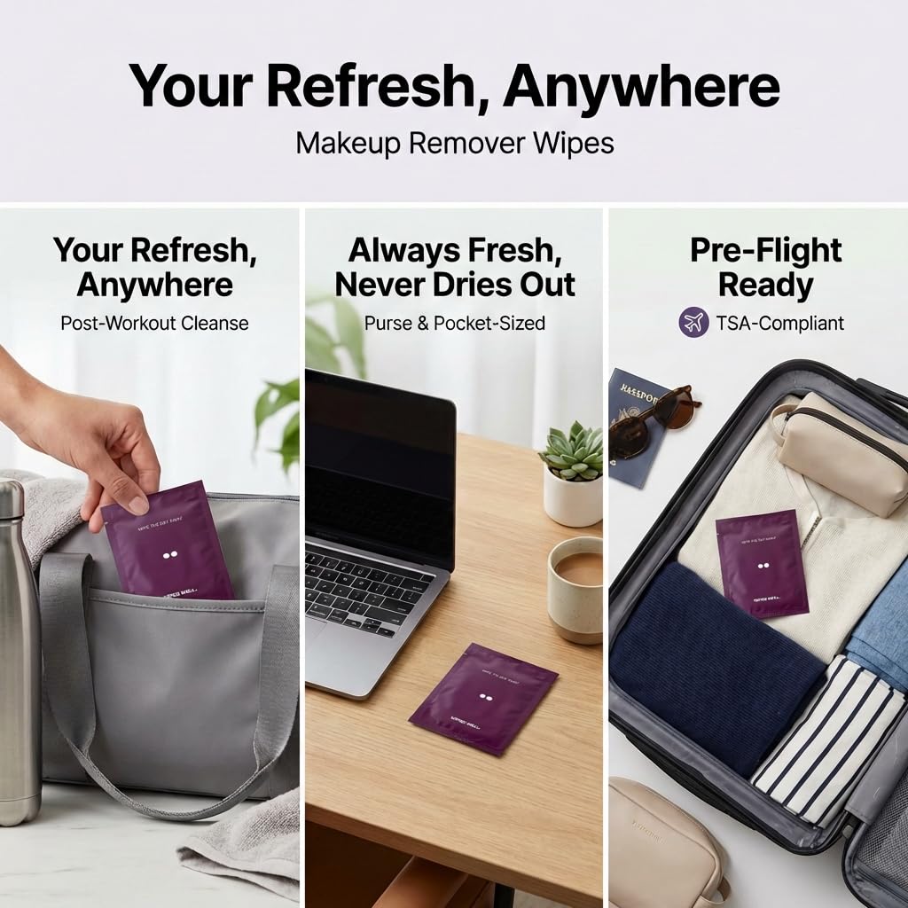 Makeup Remover Wipes Individually Wrapped Travel Size Face Wipes - 21ct