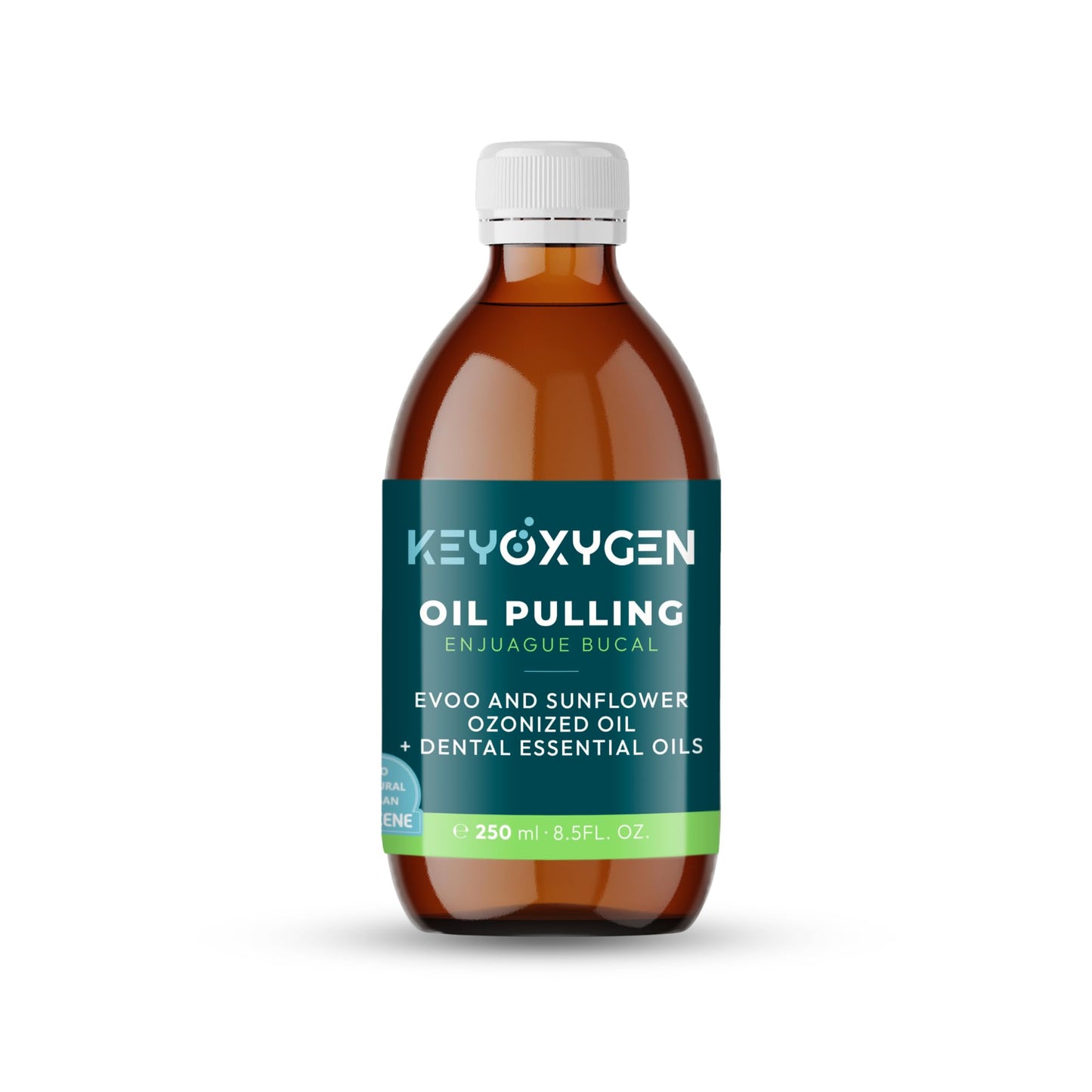 Keyoxygen Ozonated Pulling Oil for Teeth and Gums | Ozone Infused Organic Extra Virgin Olive and Sunflower Oils with Dental Essential Oils | Fluoride-Free Mouthwash for Adults, 8.5 fl. oz.