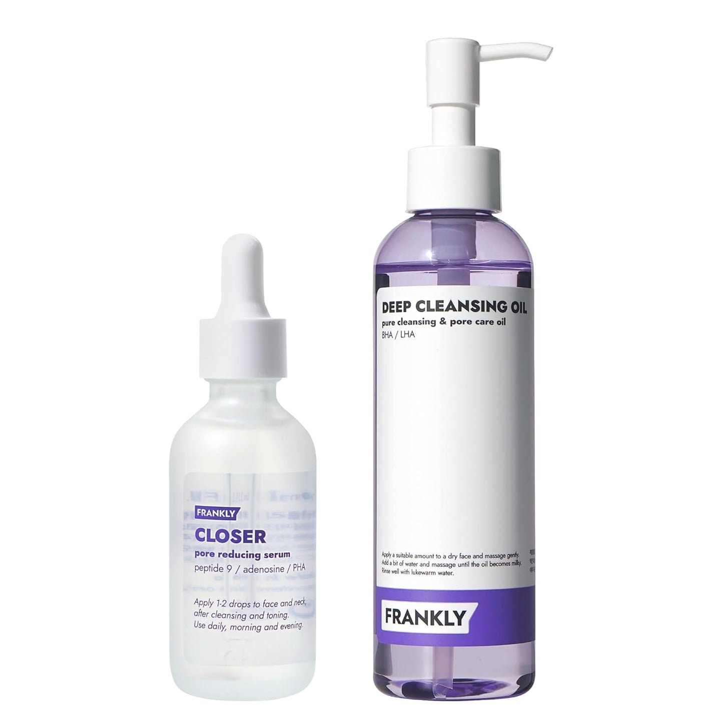 Deep Pore Cleansing Set - BHA & LHA Purifying Cleanser + Peptide Serum | Jumbo Size | Vegan Skincare Gift for Women