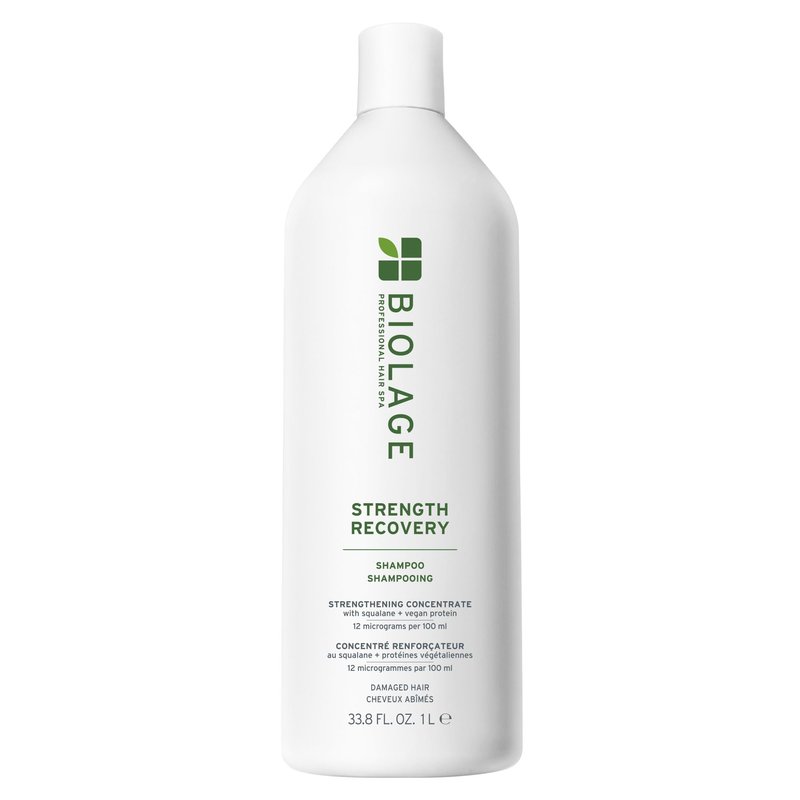 Biolage Strength Recovery Shampoo - Reduces Breakage & Detangles, Instantly Strengthens and Moisturizes, For Damaged Hair, With Olive Squalane & Vegan Proteins, Paraben & Mineral Oil-Free, 33.8 Fl Oz