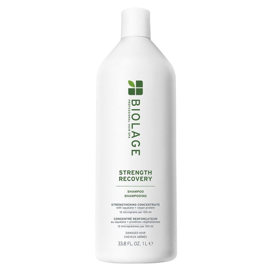 Biolage Strength Recovery Shampoo - Reduces Breakage & Detangles, Instantly Strengthens and Moisturizes, For Damaged Hair, With Olive Squalane & Vegan Proteins, Paraben & Mineral Oil-Free, 33.8 Fl Oz